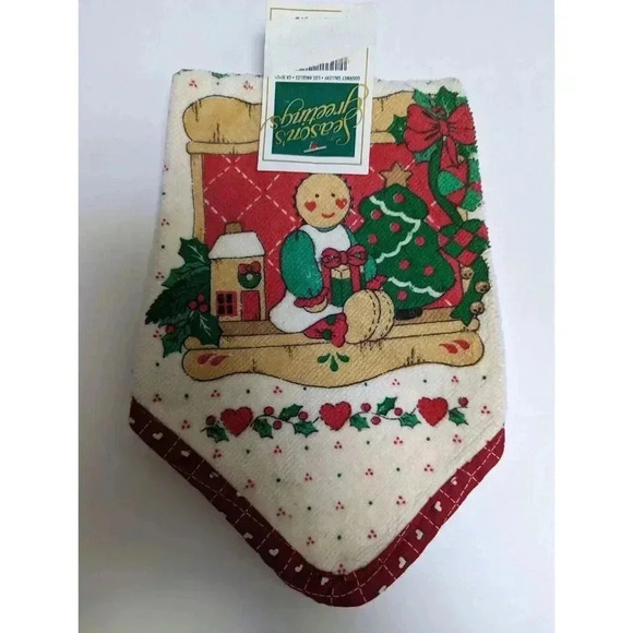 (4) Vintage Christmas Kitchen Hand Towels Set of 4‎ Holiday Seasonal Cloth Lot - Picture 9 of 15